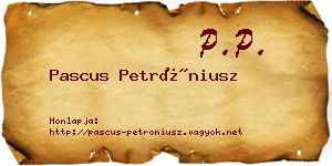 Pascus Petróniusz névjegykártya